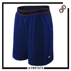 Saxx Men's Ballpark Pouch Multi-Sport 2N1 Athletic Shorts‎ Blue Size Large